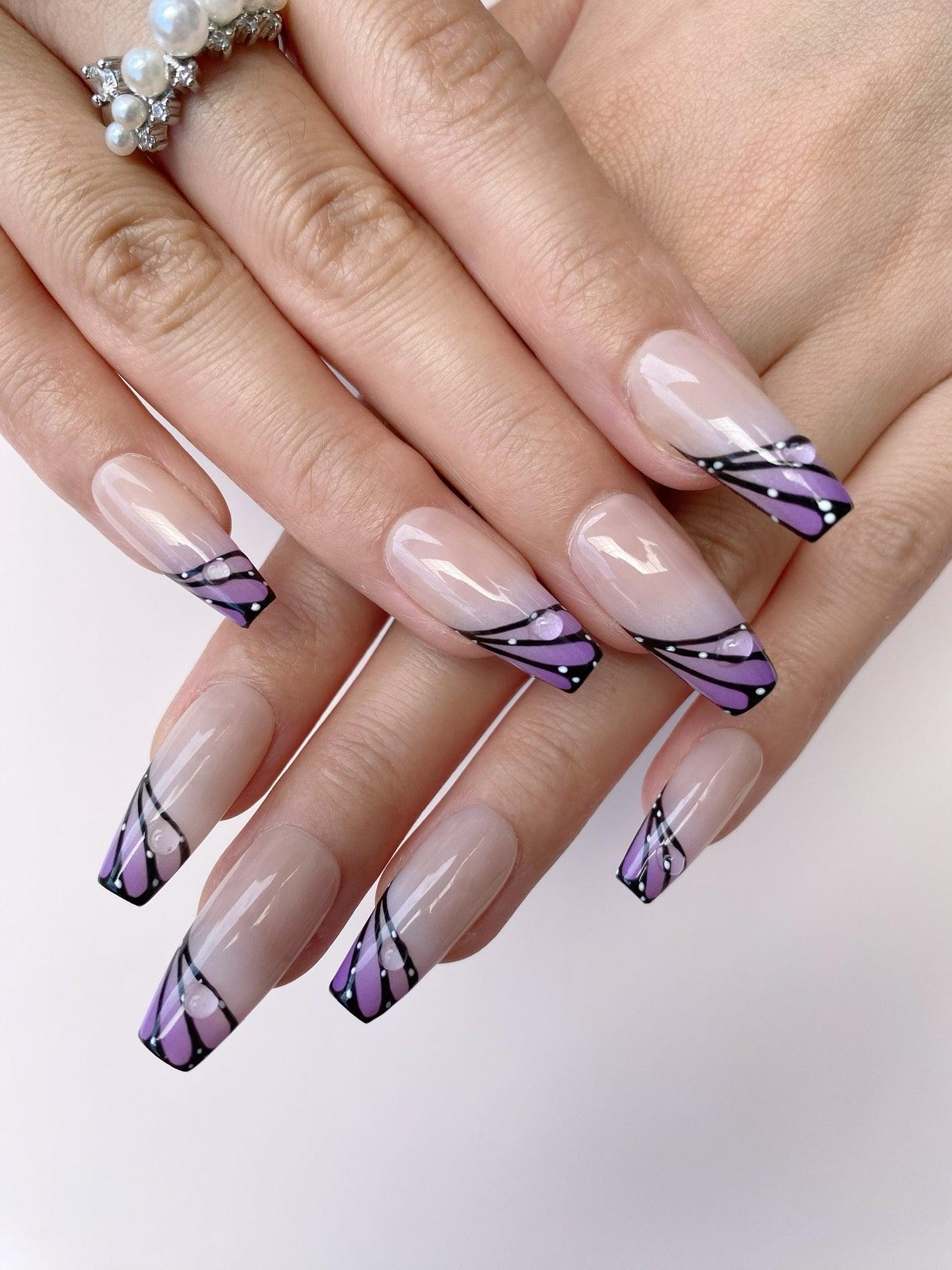 ButterflyElegance - GO2NAIL  LONG COFFIN PressOnNails