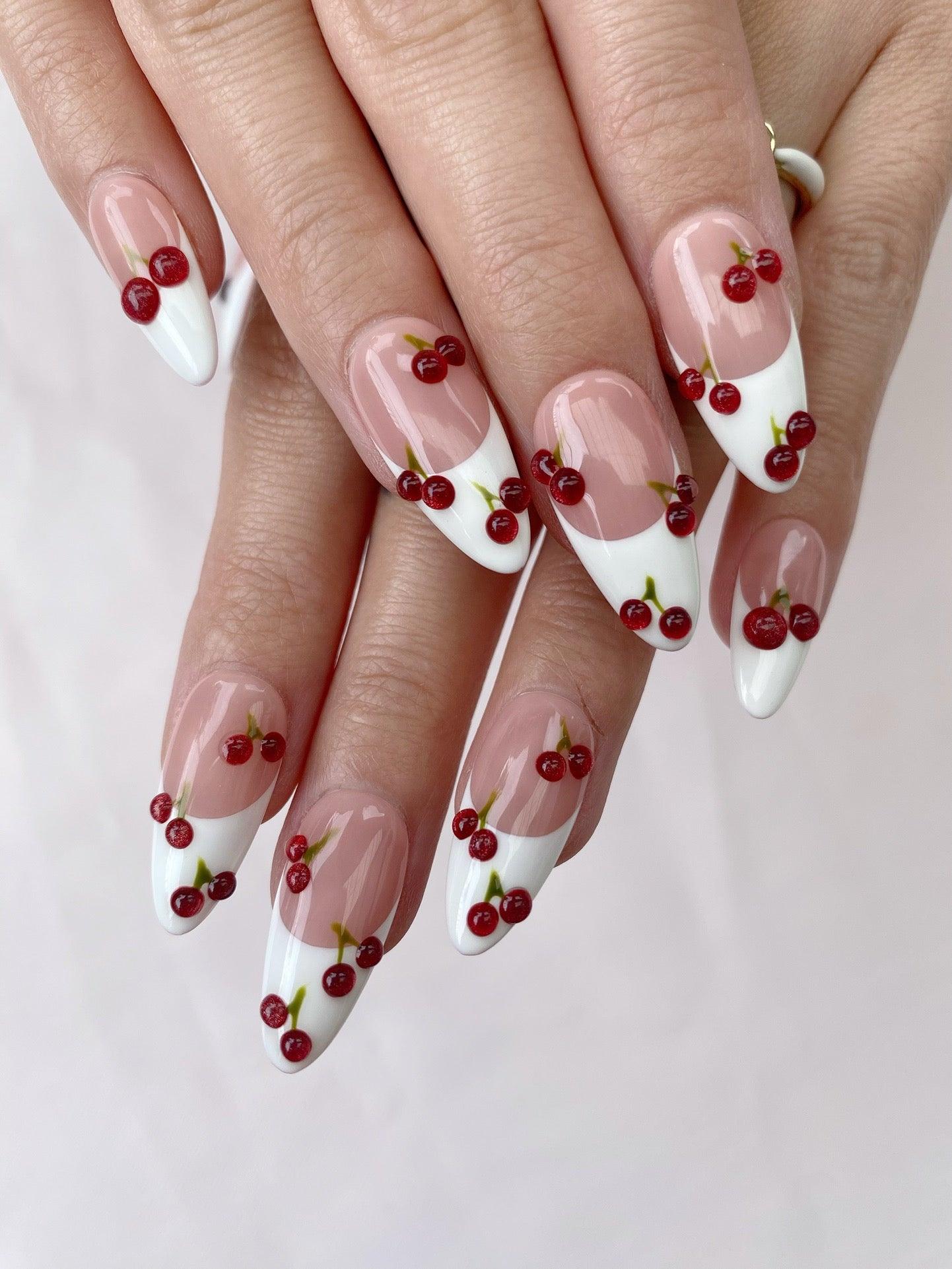 Cherry French - GO2NAIL  MEDIUM ALMOND PressOnNails