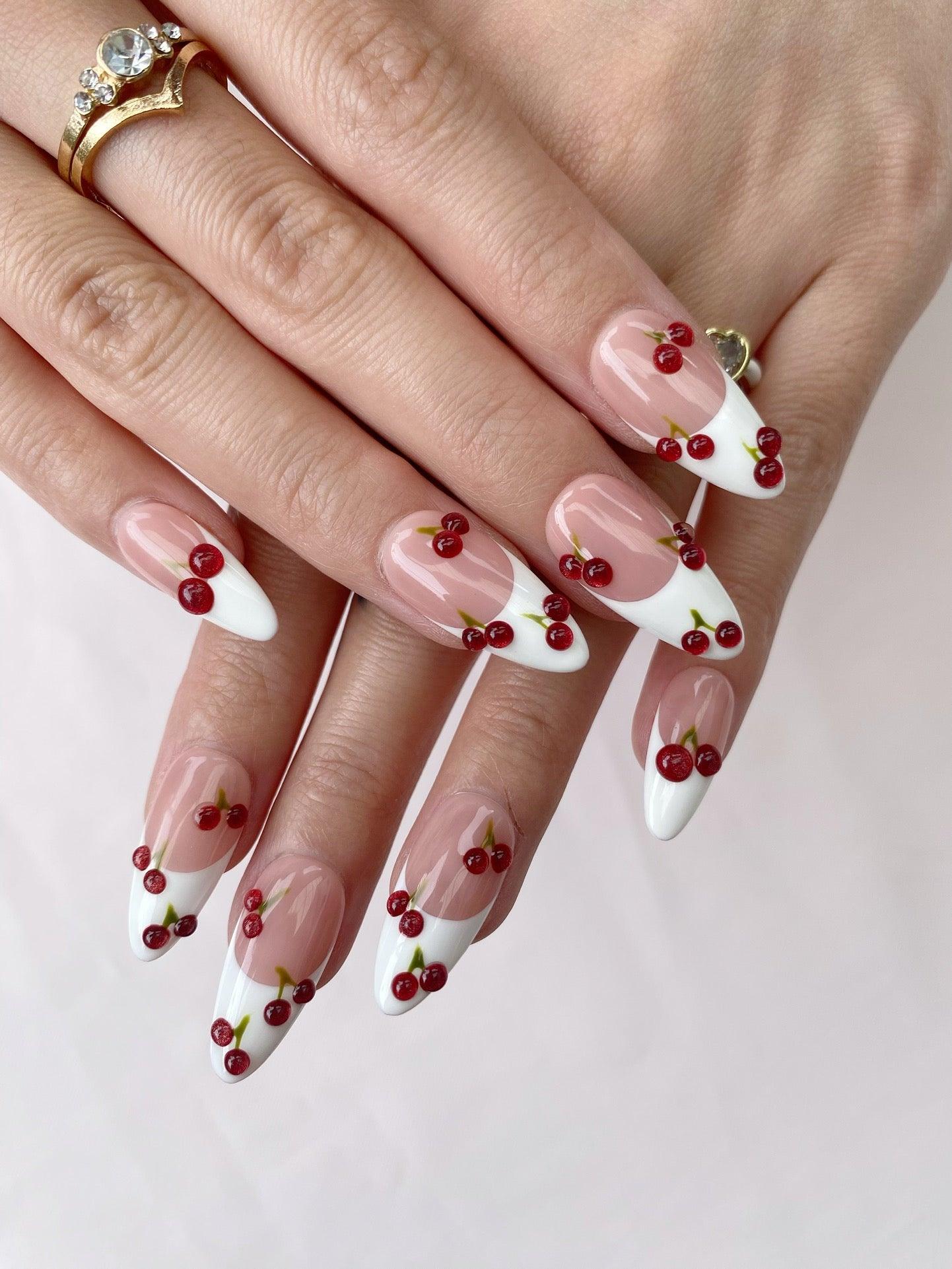 Cherry French - GO2NAIL  MEDIUM ALMOND PressOnNails