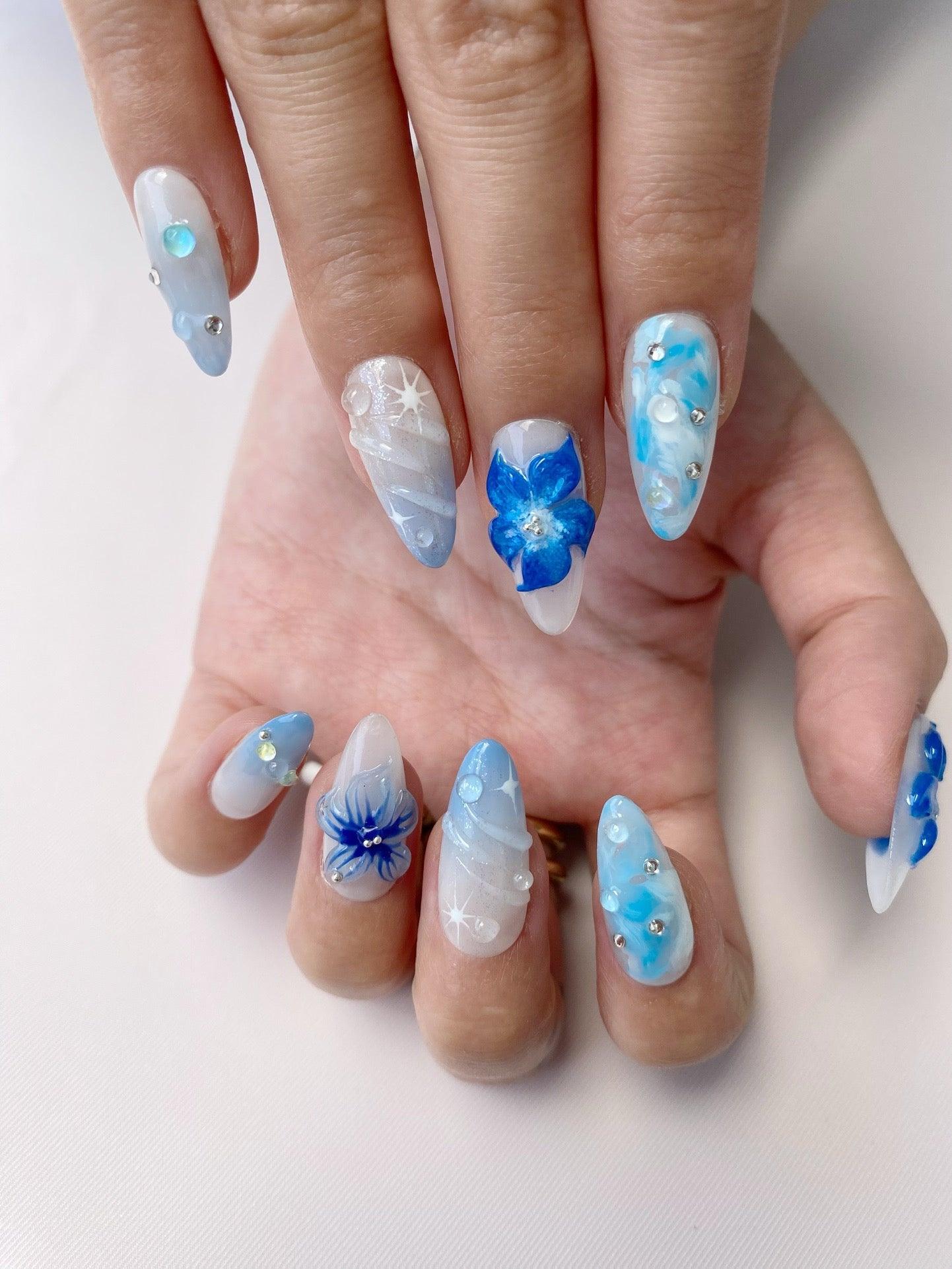 Frost Flower - GO2NAIL  MEDIUM ALMOND PressOnNails