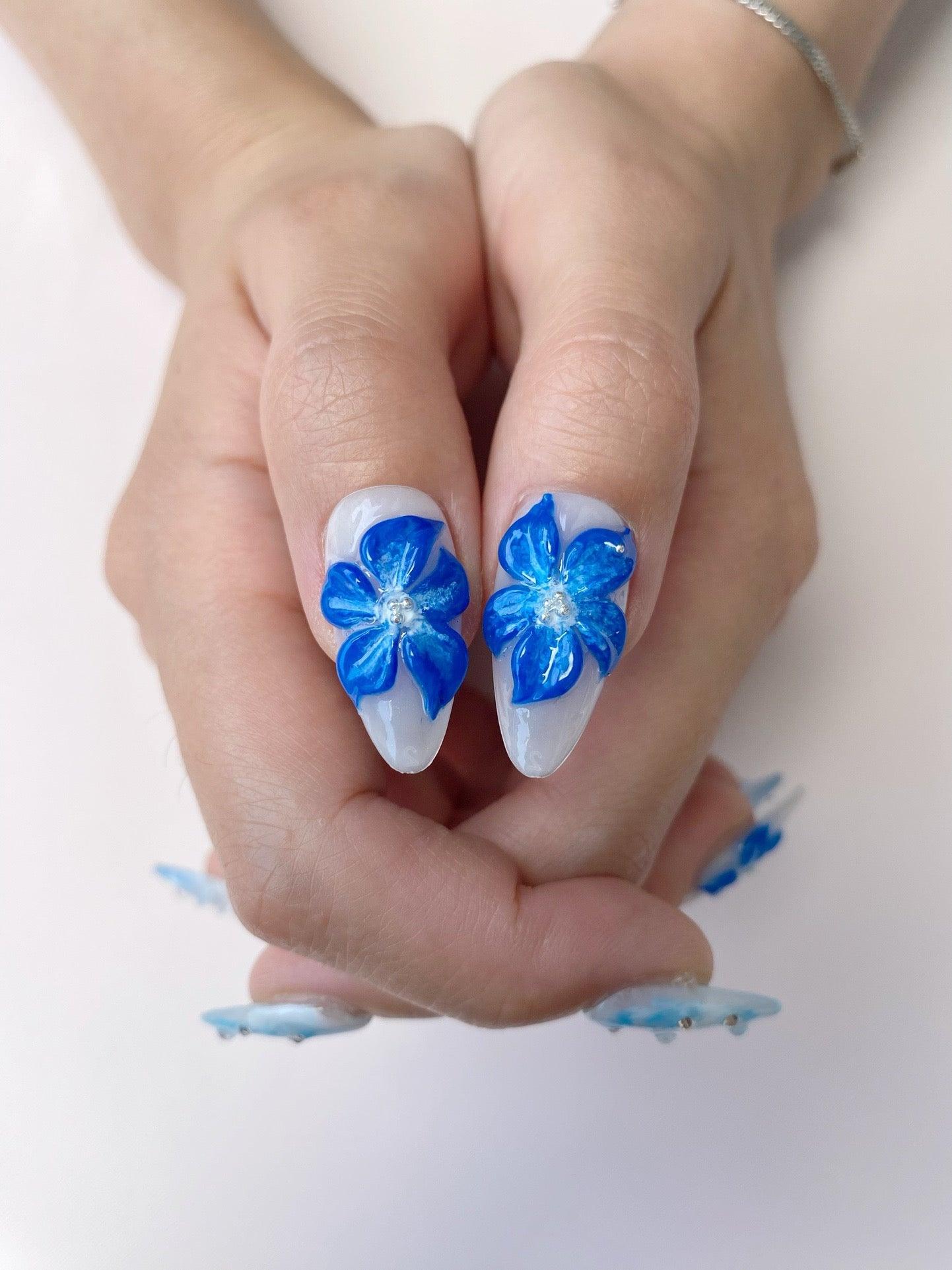 Frost Flower - GO2NAIL  MEDIUM ALMOND PressOnNails