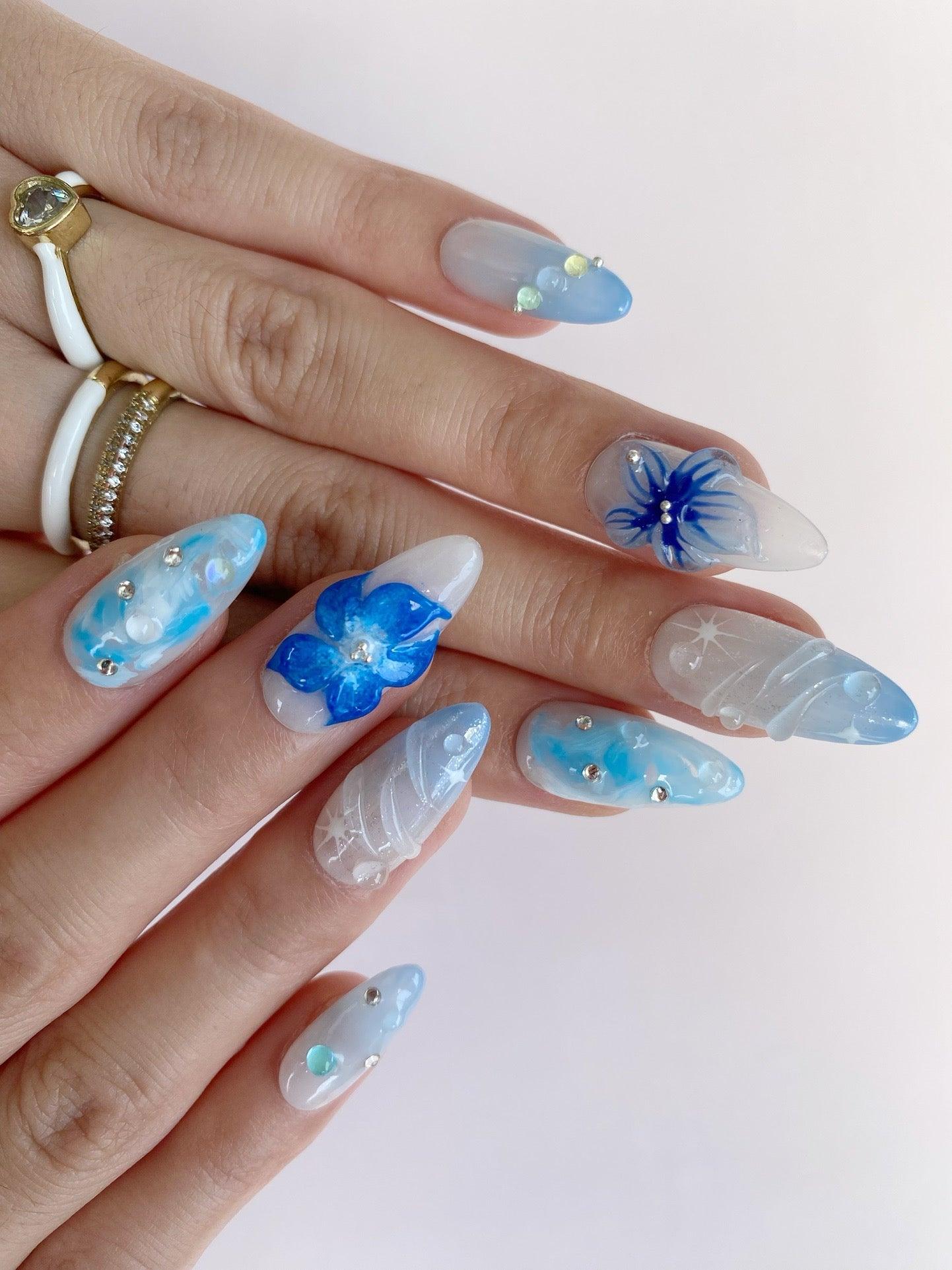 Frost Flower - GO2NAIL  MEDIUM ALMOND PressOnNails