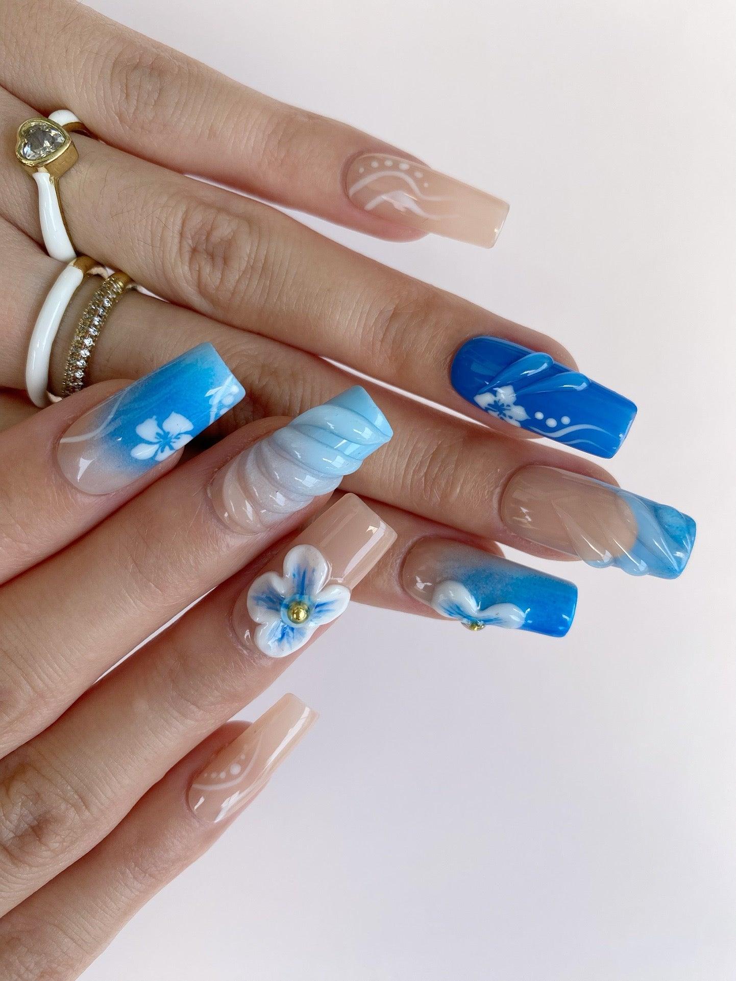 Frosted Bloom - GO2NAIL  LONG SQUARE PressOnNails