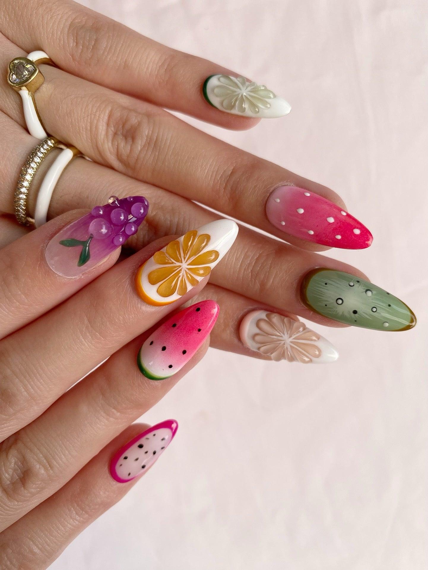 Fruit Fiesta - GO2NAIL  MEDIUM ALMOND PressOnNails