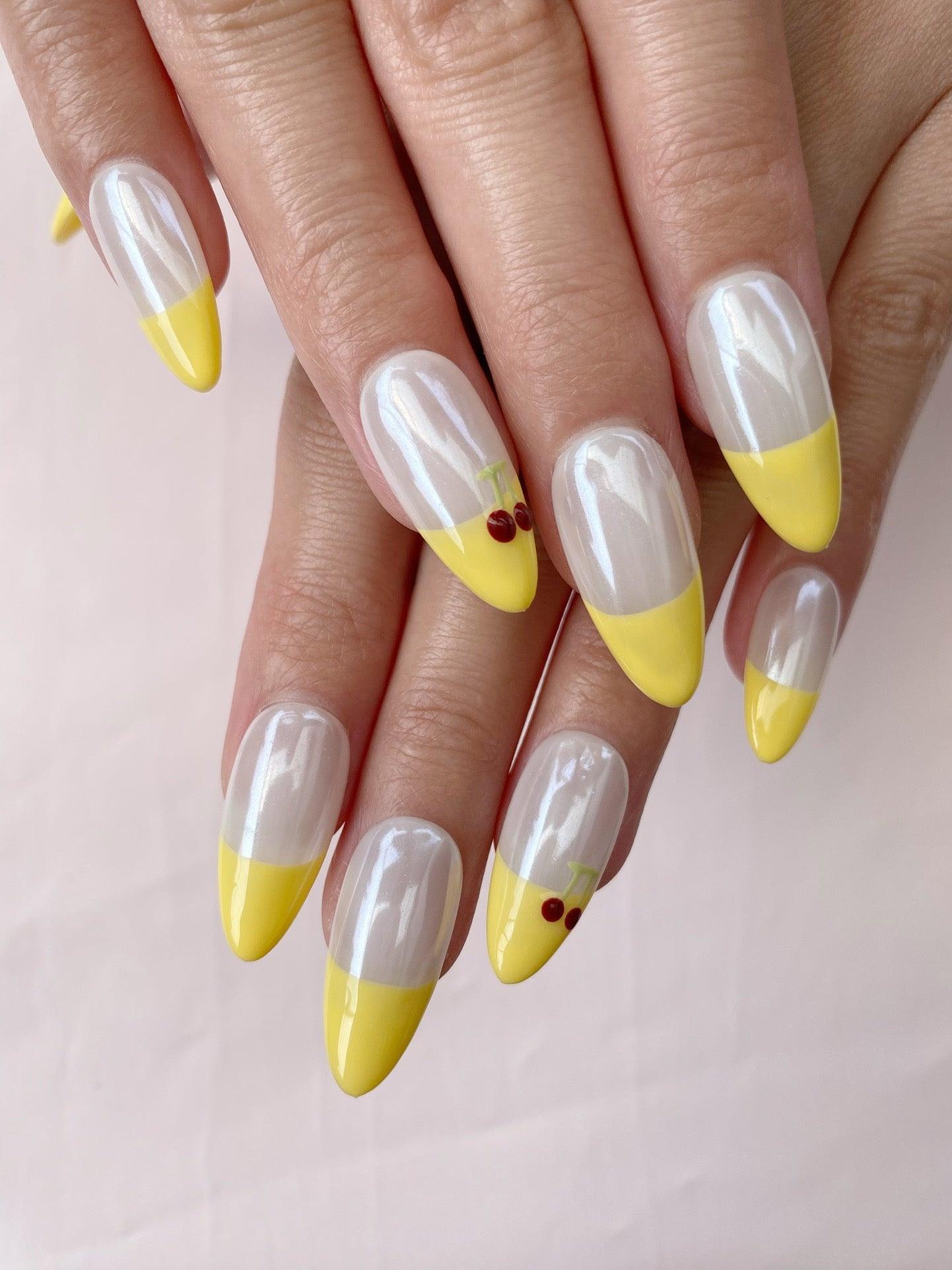 Lemon Glow - GO2NAIL  LONG ALMOND PressOnNails