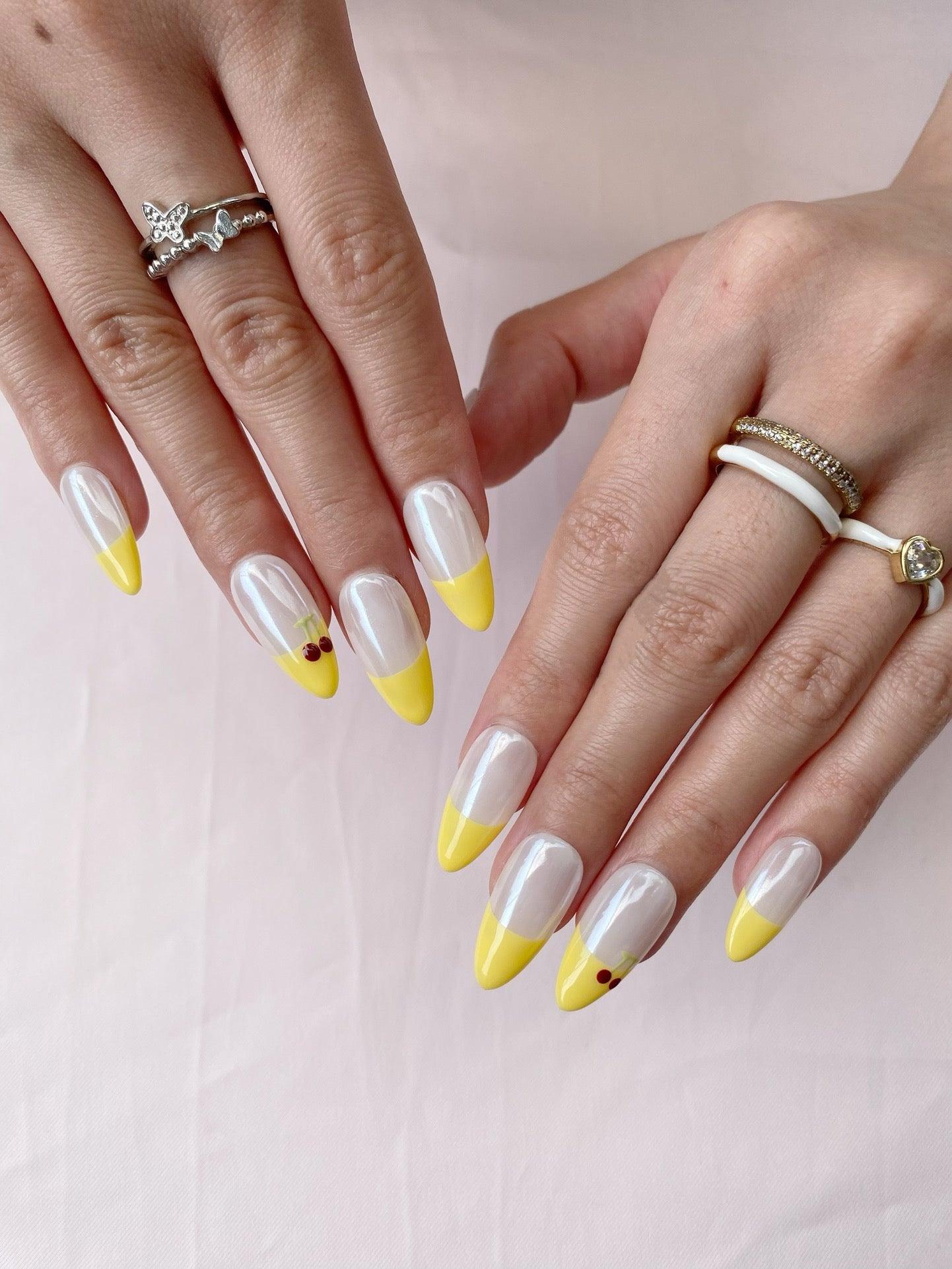 Lemon Glow - GO2NAIL  LONG ALMOND PressOnNails