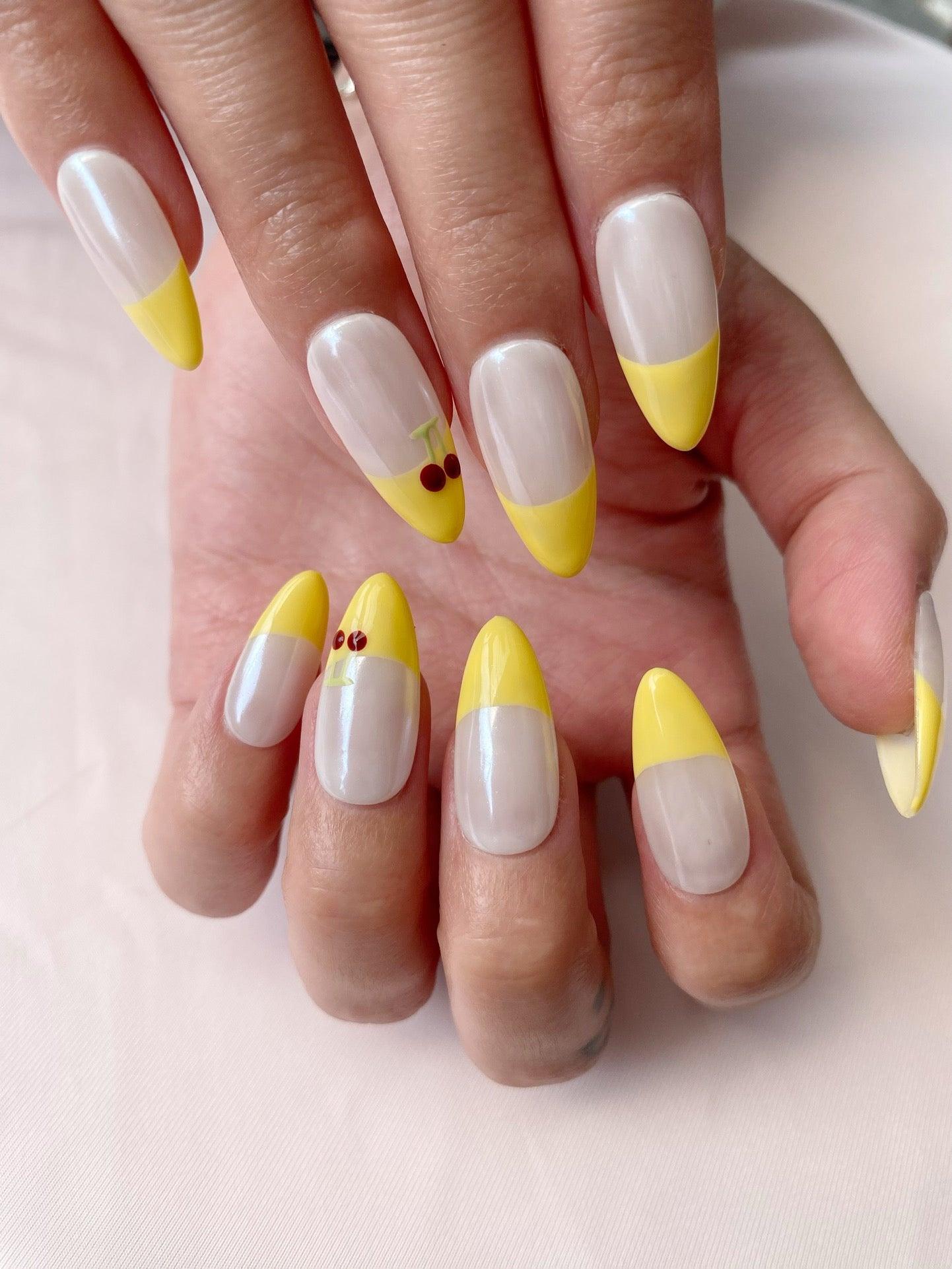 Lemon Glow - GO2NAIL  LONG ALMOND PressOnNails