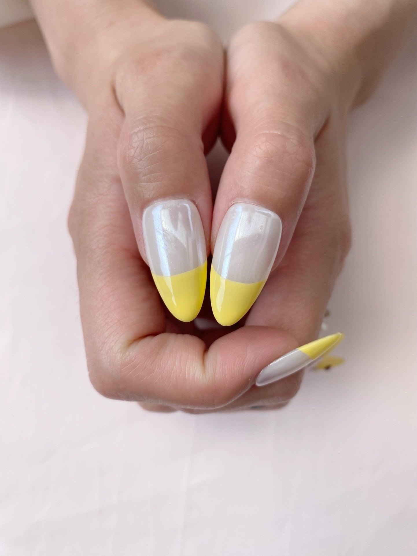 Lemon Glow - GO2NAIL  LONG ALMOND PressOnNails