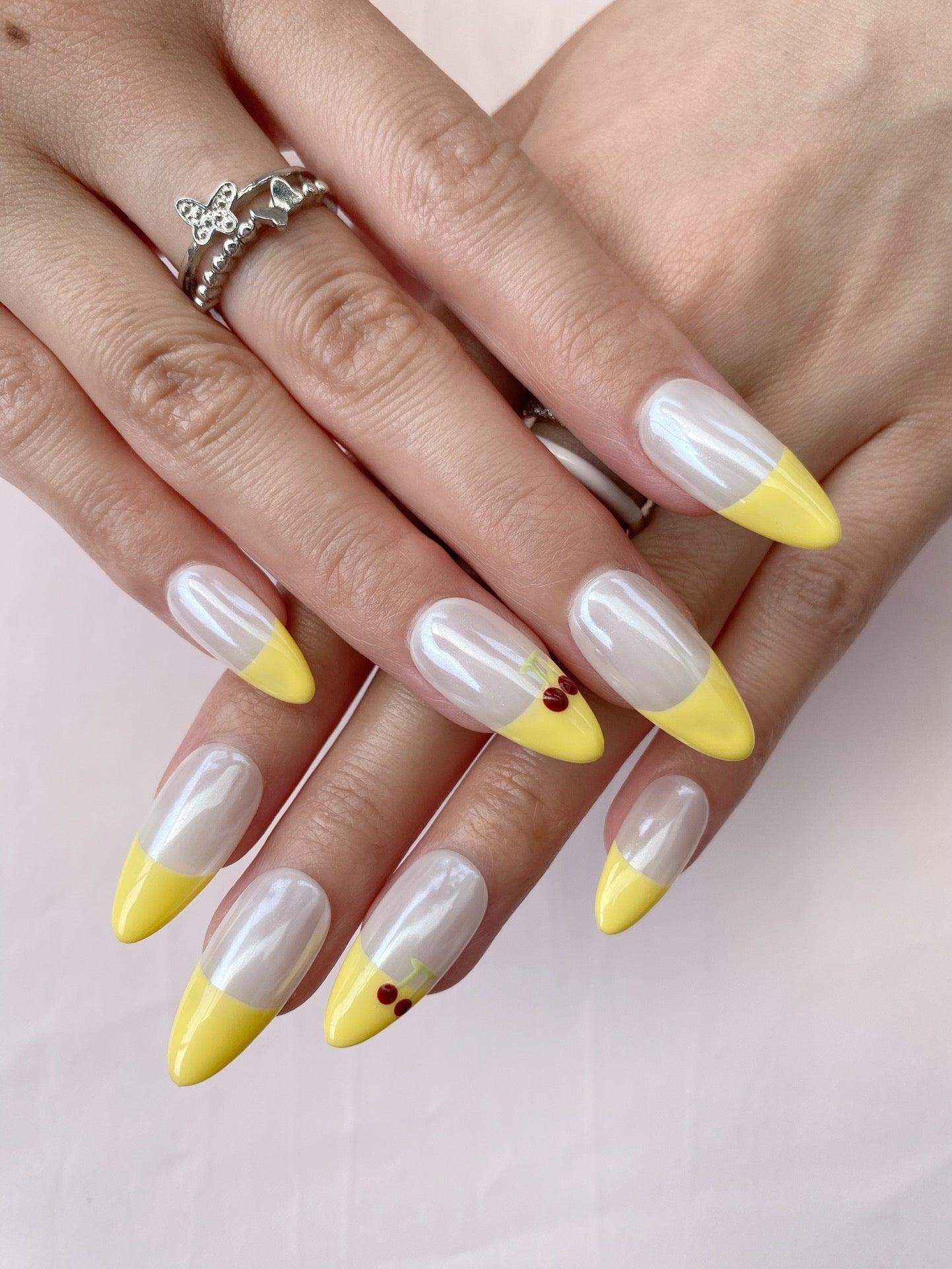 Lemon Glow - GO2NAIL  LONG ALMOND PressOnNails