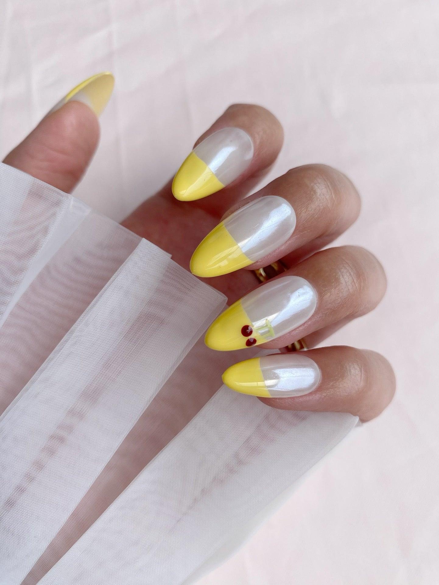 Lemon Glow - GO2NAIL  LONG ALMOND PressOnNails