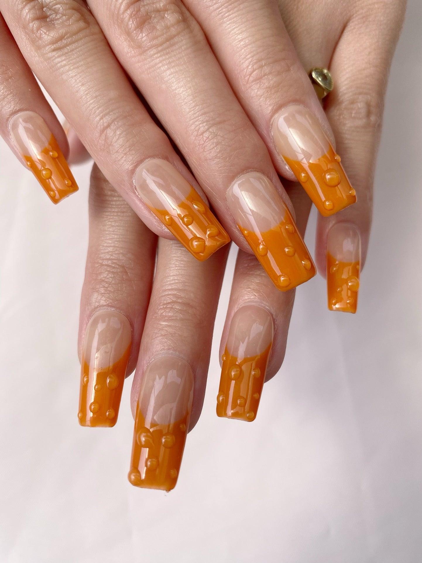 Orange Rhythm - GO2NAIL  LONG SQUARE PressOnNails