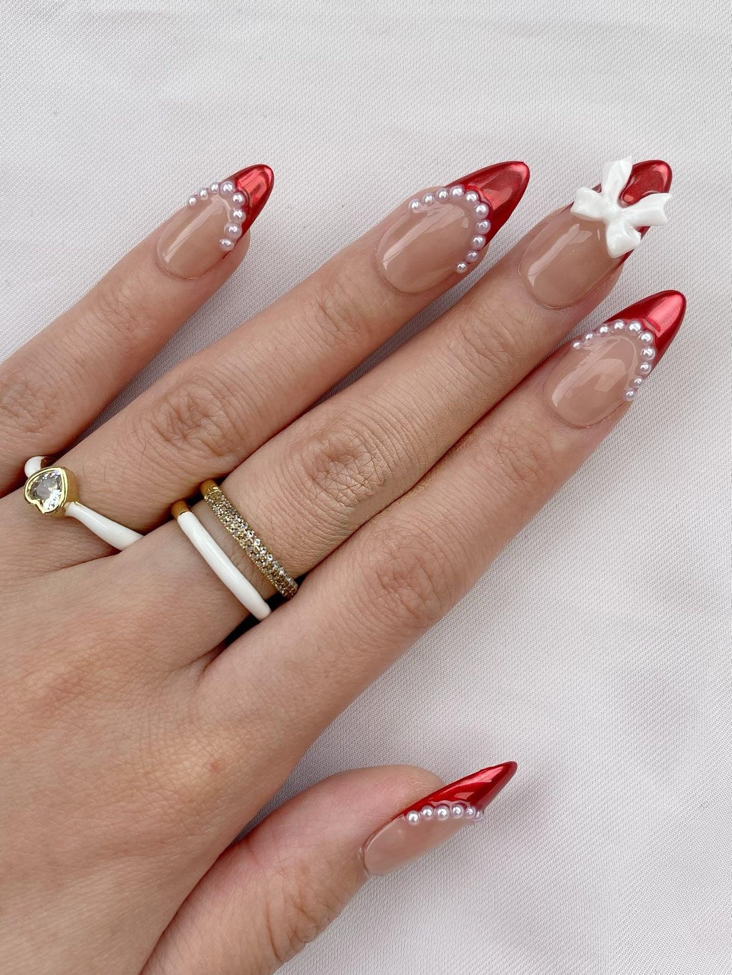 Pearl Red - GO2NAIL  MEDIUM ALMOND PressOnNails