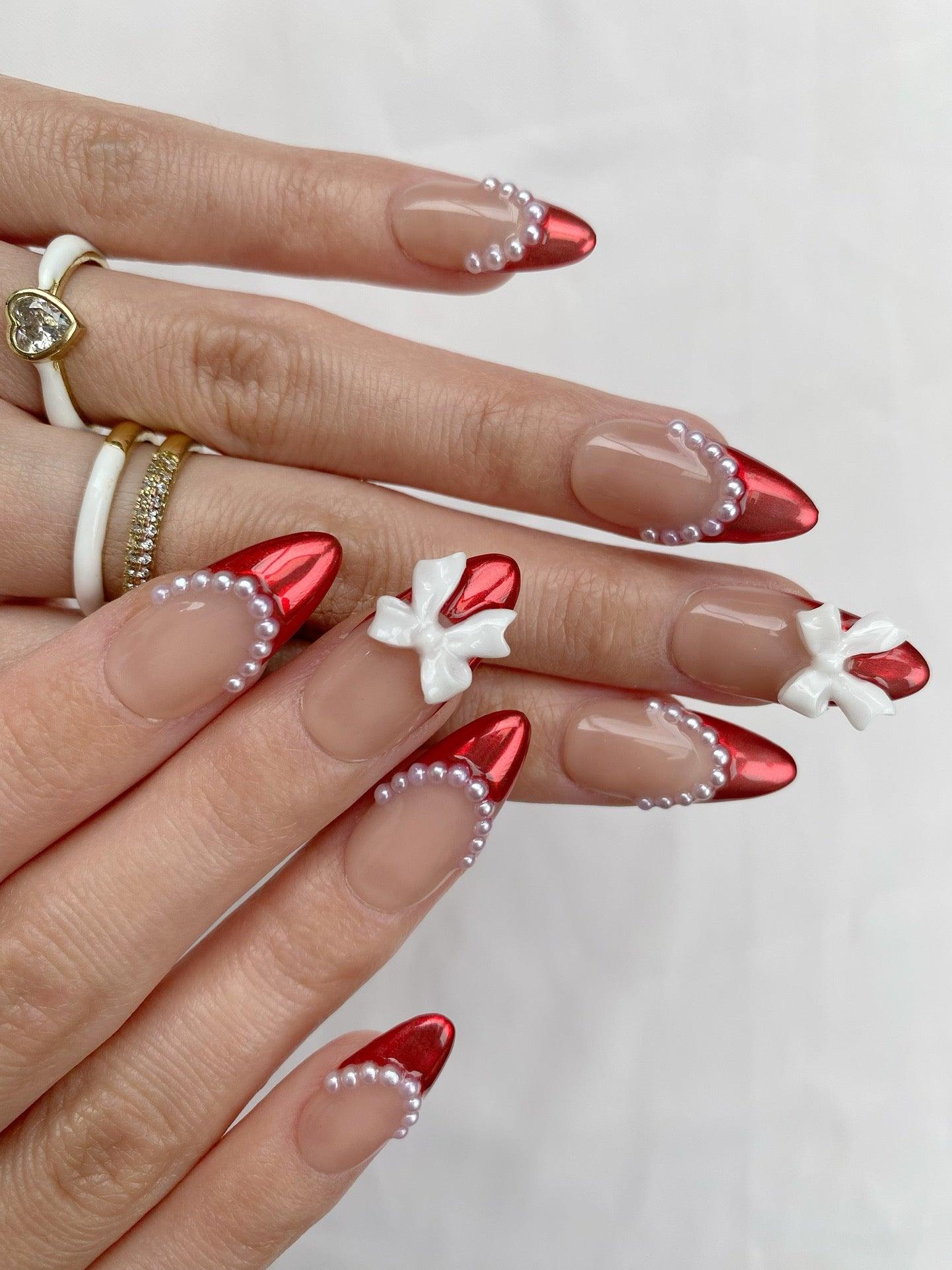 Pearl Red - GO2NAIL  MEDIUM ALMOND PressOnNails