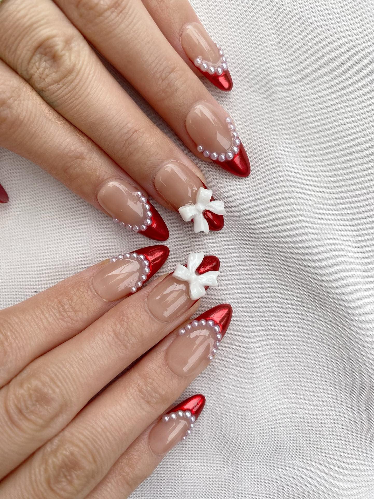 Pearl Red - GO2NAIL  MEDIUM ALMOND PressOnNails