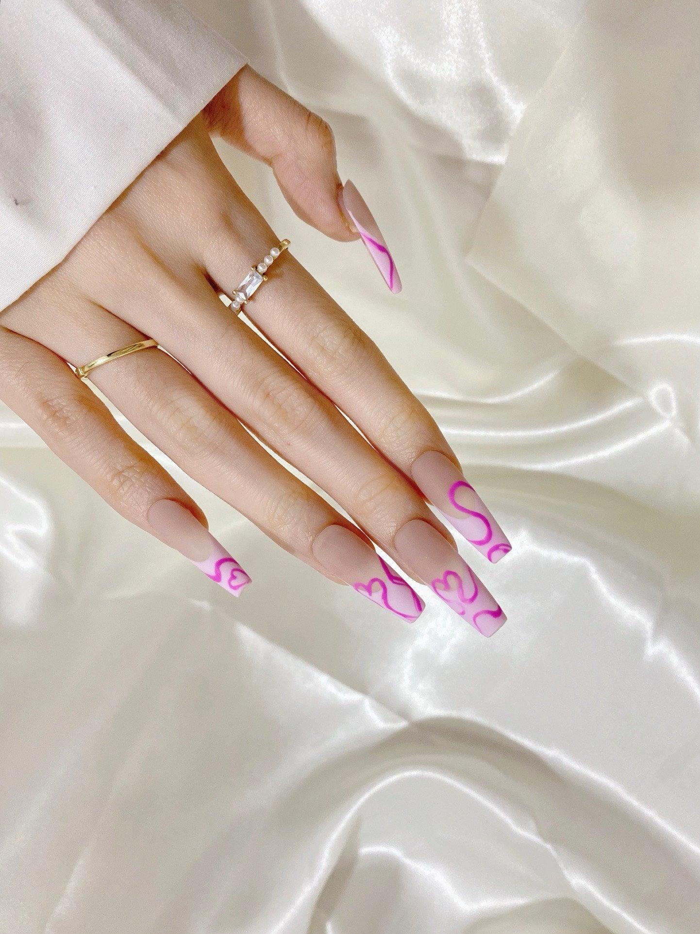 Pink Love - GO2NAIL  LONG SQUARE PressOnNails