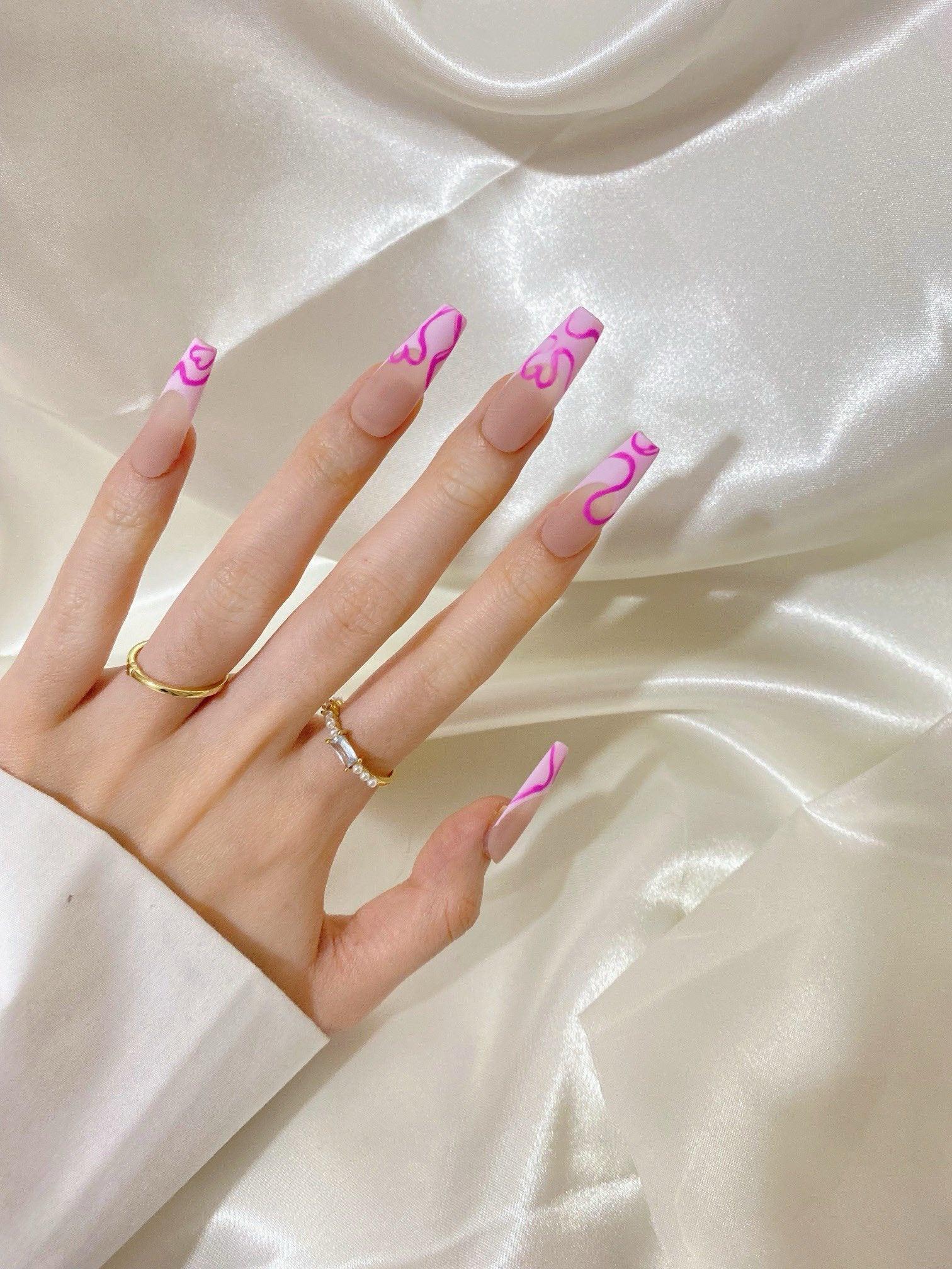 Pink Love - GO2NAIL  LONG SQUARE PressOnNails