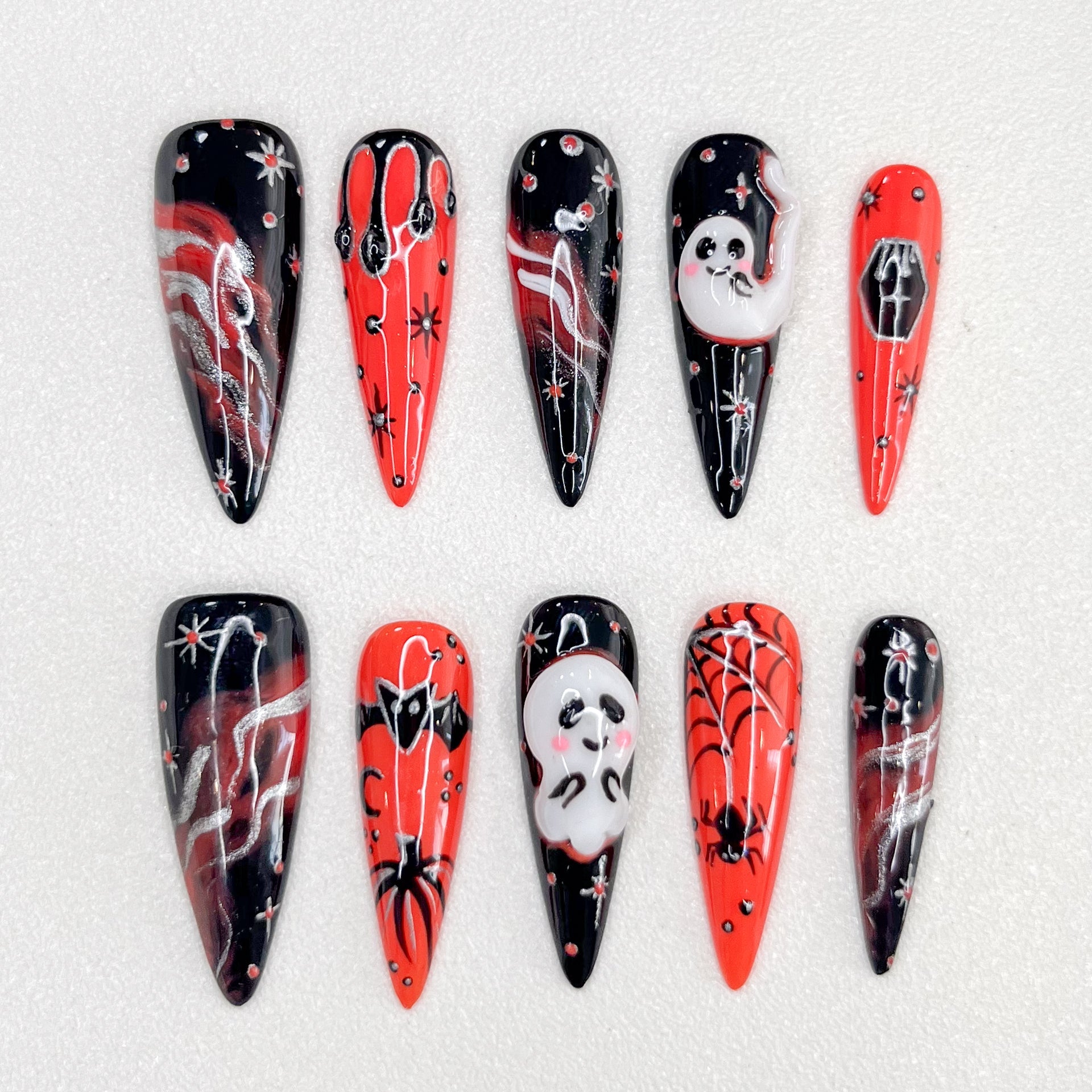 Spooky Night - GO2NAIL  LONG STILETTO PressOnNails