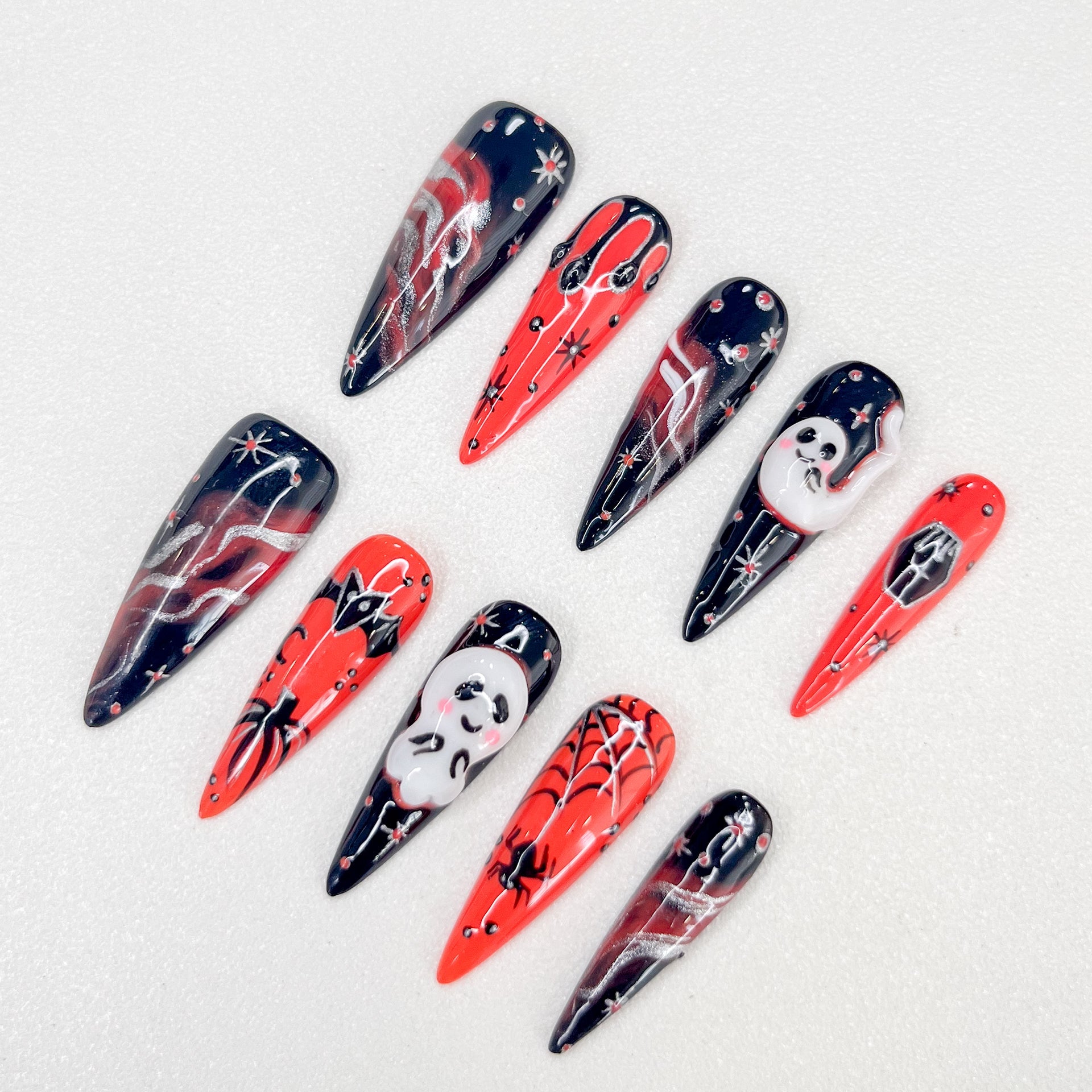 Spooky Night - GO2NAIL  LONG STILETTO PressOnNails